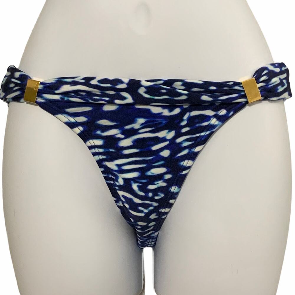 VIX Paula Hermanny Leopard Blue White Animal Print Gold‎ Hardware XS Bottom